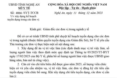 Phê duyệt kế hoạch tuyển dụng cho các đơn vị trong ngành