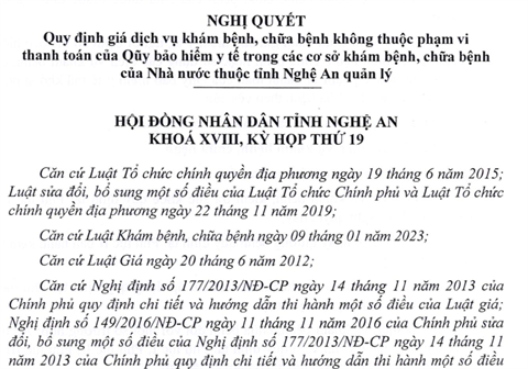 Quy định giá dịch vụ khám chữa bệnh không thuộc phạm vi thanh toán của Quỹ bảo hiểm y tế