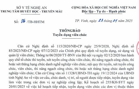 Thông báo tuyến dụng viên chức 2025